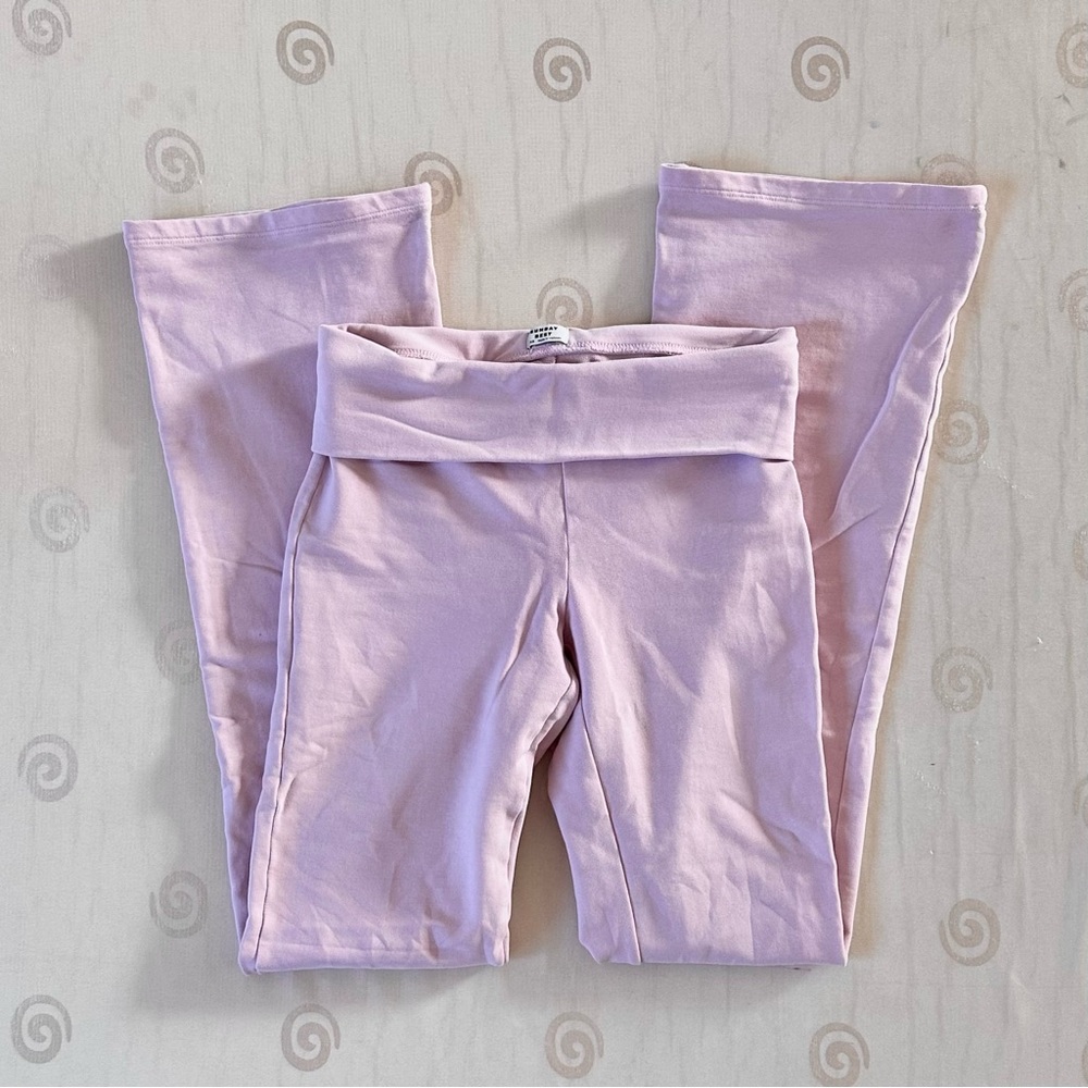 Aritzia Sunday Best light pink fold over flare yoga leggings extra small